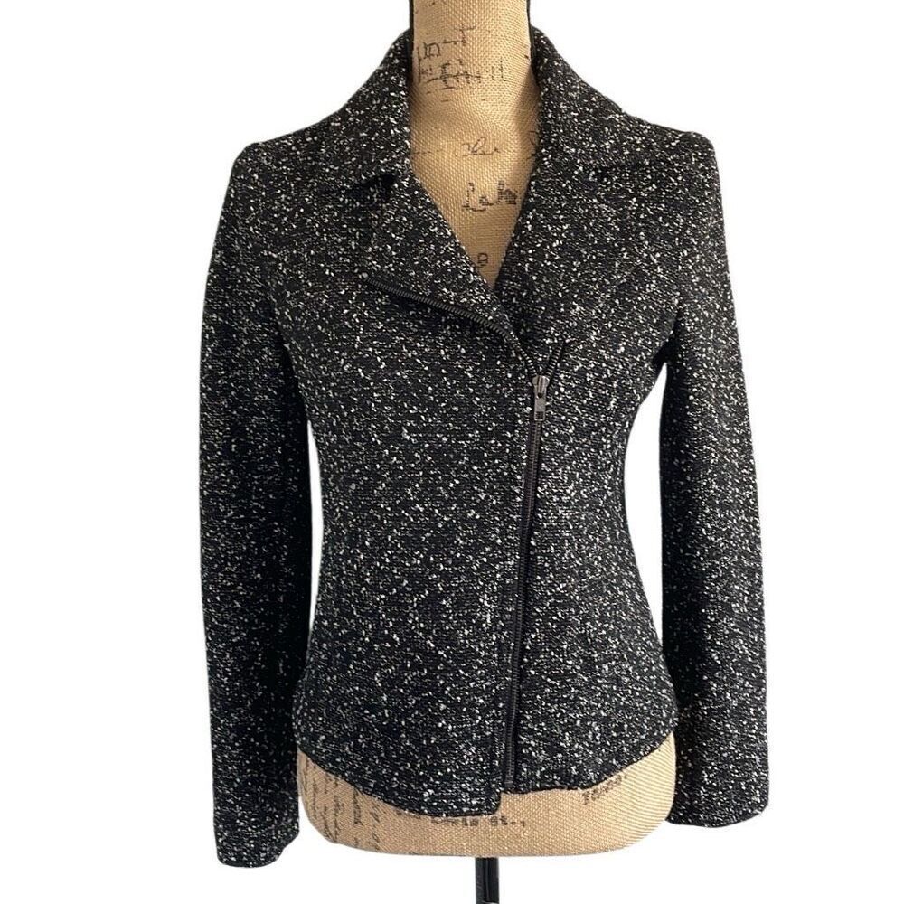 EUC! Ann Taylor Black Cream Tan Tweed Suit Jacket - Size 0P